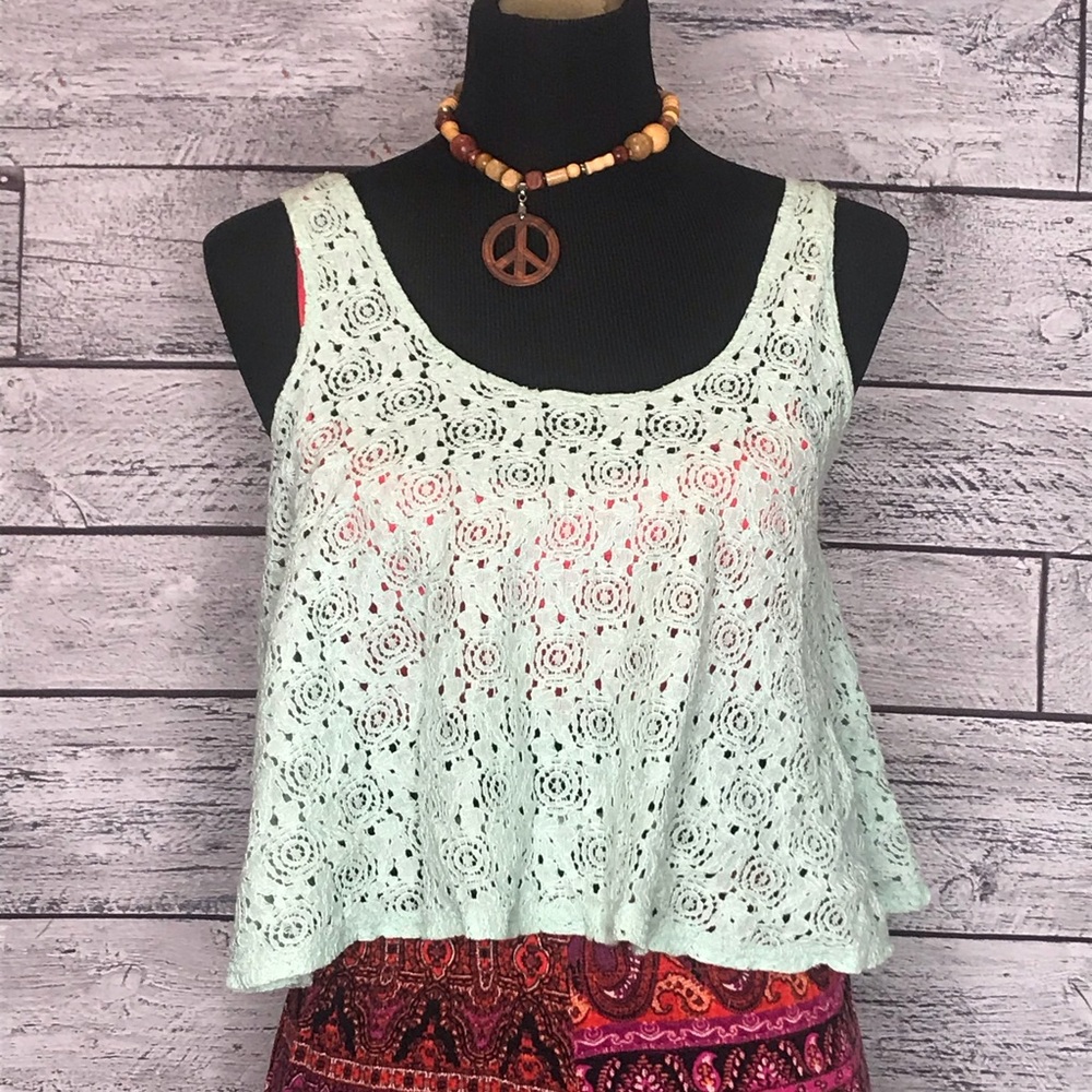 Jesse & J Lace Teal Tank Top Size Medium